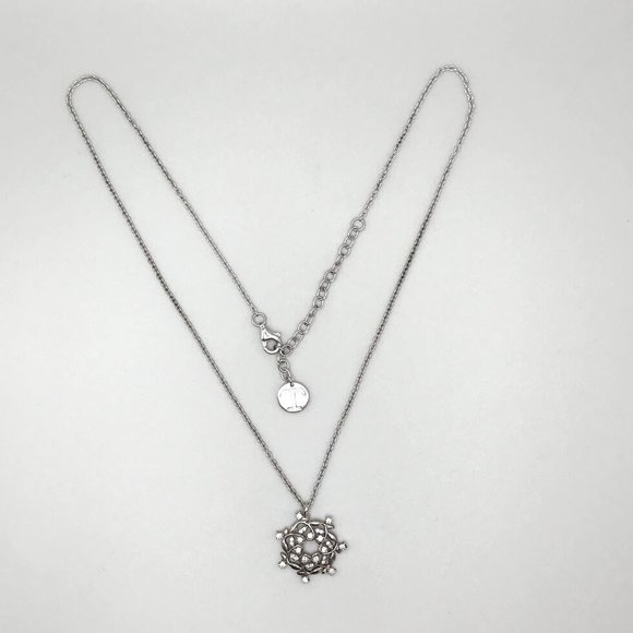 Talbots Sterling Silver Necklace w/ Leaf Vine Pendant CZ Cubic Zirconia Accents - Picture 7 of 8